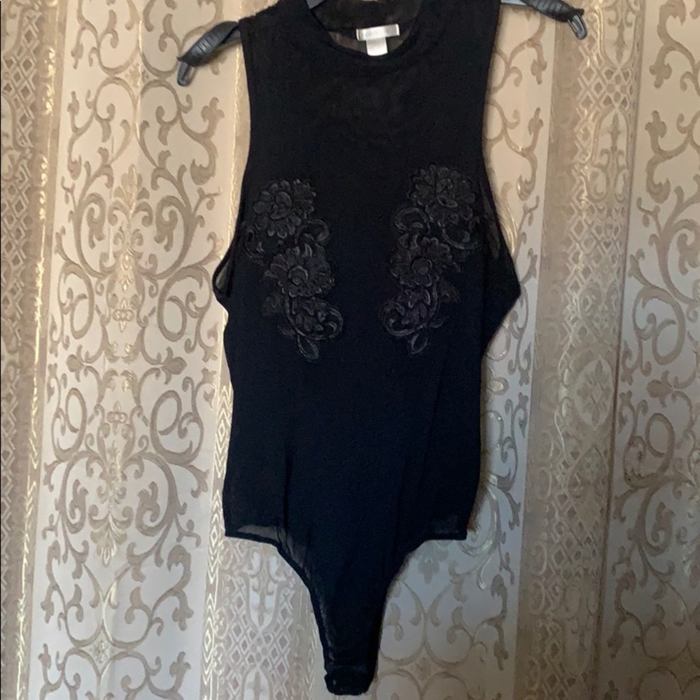 Mesh Black Bodysuit With Detail